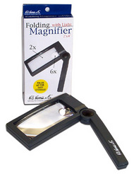  Magnifiers & Tools  NoScale 2" x 4" Lighted Folding Magnifier 2x & 6x Power MFR22131
