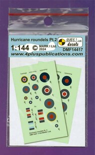  Mark I Decals  1/144 Hurricane roundels & fin flashes (Pt.2), 2 sets DMF14417