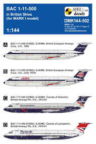  Mark I Decals  1/144 BAC 1-11-500 In British Skies DMK144-502