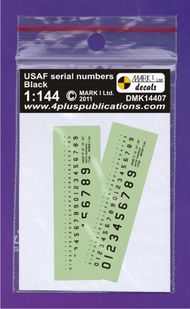  Mark I Decals  1/144 USAF 3', 6', 12', ;24' Black serial numbers, 2 sets DMK14407