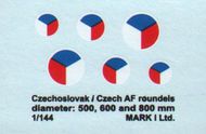 Czechoslovak/CzAF roundels White outline (dia 500, 600, 800 mm), 2 sets #DMK14410
