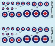 RCAF Maple Leaf roundels, 2 sets diameter: 16; 20; 24; 30; 36; 48' #DMK14416