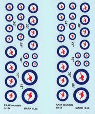 RAAF roundels, 2 sets diameter: 18; 22; 24; 30; 36; 48' #DMK14417