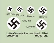  Mark I Decals  1/144 Luftwaffe Swastikas, Encircled (diameter: 500;600;700;800;1000;1200 mm), 2 sets DMK14428