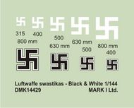  Mark I Decals  1/144 Luftwaffe Swastikas, Black & White (size: 315;400;500;630;800), 2 sets DMK14429