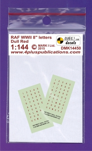  Mark I Decals  1/144 RAF WWII 8' Dull Red letters, 2 sets DMK14450