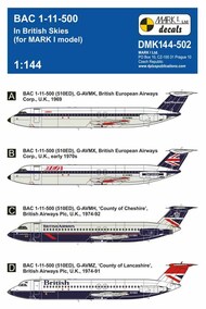  Mark I Decals  1/144 BAC 1-11-500 In British Skies - Pre-Order Item DMK144502