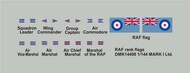  Mark I Decals  1/144 RAF rank flags, 2 sets DMK14498