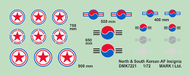  Mark I Decals  1/72 North & South Korean AF Insignia, 2 sets - Pre-Order Item DMK7221