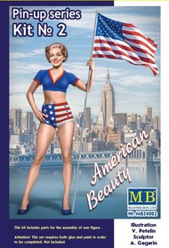  Masterbox Models  1/24 Betty American Beauty Pin-Up Girl Standing Holding American Flag MTB24002