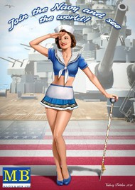 Masterbox Models  1/24 Suzie USN Pin-Up Girl Standing Holding Performer Cane Saluting MTB24004