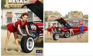  Masterbox Models  1/24 1950-60s Pin-Up Girl wearing Mini-Skirt Leaning On Tire* MTB24017