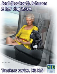  Masterbox Models  1/24 Joni Johnson Trucker Passenger Sitting w/Cell Phone & Dog Maxx MTB24045
