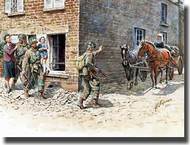 France 1944 - 5 Figures Set (3 U.S. Paratroopers, a Girl, Mother and Monk) with 2 Horses and French Telega #MTB35078