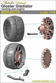  Metallic Details  1/48 Gloster Gladiator cowling and engine 3d-printed MDMDR48239