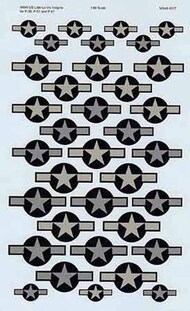  Microscale Decals  1/48 WW II US Late Lo-Visible Insignia for P-38, P-51, P-47 AC480017