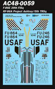  Microscale Decals  1/48 North-American F-86E 39th FISq. RF-86A Project Ashtray 15th TRSq. AC480059