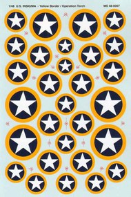  Microscale Decals  1/48 U.S.Insignia Yellow Border/Operation Torch. MS48007