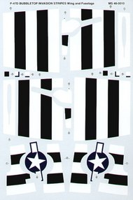  Microscale Decals  1/48 Republic P-47D Thunderbolt 'Bubbletop' full black and white D-Day invasion stripes MS48010