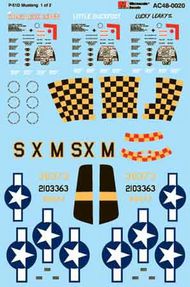  Microscale Decals  1/48 North-American P-51 Mustang-THE STARS LOOK DOWN, LUCKY LEAKY II, LITTLE DUCKFOOT-2 Sheets MS48020