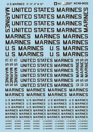  Microscale Decals  1/48 U.S. Marines Lettering 3' , 6' , 9' , 12' WAS -7.99. TEMPORARILY SAVE 1/3RD!!! MS48032