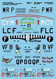  Microscale Decals  1/48 North-American P-51B The Iowa Beaut, P-51D's Donald Emerson's, Miss Miami, Miss Marilyn II & Red Dog XII MS48041