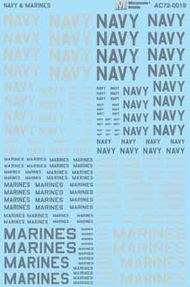  Microscale Decals  1/72 U.S.Navy & U.S.Marines words -1 Sheets MS72019