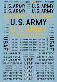  Microscale Decals  1/72 USAF and U.S. Army Lettering MS72031