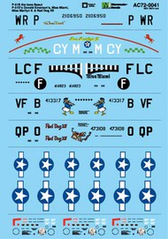  Microscale Decals  1/72 North-American P-51B The Iowa Beaut, P-51D's Donald Emerson's, Miss Miami, Miss marilyn II & Red Dog XII MS72041