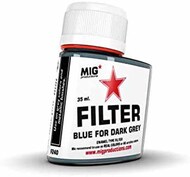  MIG Productions  NoScale Enamel Blue Filter for Dark Grey 35ml Bottle (Re-Issue) MIGF240