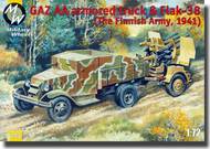  Military Wheels Models  1/72 GAZ-AA WWII Armored Truck w/Flak 38 Gun Finnish Army 1941 MW7243