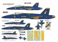  MilSpec  1/32 F-18A F-18B F-18C F-18D Hornet US Navy Blue Angels 1987 2001 2006 Seasons CAMMS32053