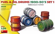  MiniArt Models  1/24 German Type Fuel & Oil Drums 1930-50's Set 1 MNA24009