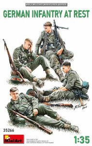  MiniArt Models  1/35 German Infantry at Rest (4) (New Tool) OUT OF STOCK IN US, HIGHER PRICED SOURCED IN EUROPE MNA35266