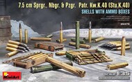 7.5cm Sprgr, Nbgr & Pzgr Patr KwK 40 (StuK.40) Shells with Ammo Boxes #MNA35375
