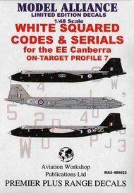  Model Alliance  1/48 White Squared Codes and Serials for BAC/EE Canberras (RAF codes/RAF code letters/RAF serial numbers) ML489022