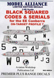  Model Alliance  1/48 Black Squared Codes and Serials for BAC/EE Canberras (RAF codes/RAF code letters/RAF serial numbers) ML489024