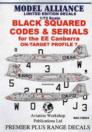  Model Alliance  1/72 Black Squared Codes and Serials for BAC/EE Canberras (RAF codes/RAF code letters/RAF serial numbers) ML729024