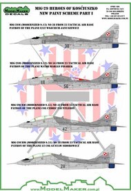  Model Maker Decals  1/144 Mikoyan MiG-29 Heroes of Koaciuszko new paint scheme part I D144087