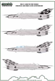  Model Maker Decals  1/144 Mikoyan MiG-21 Around the World Croatian Air Force 25 anniversary D144098