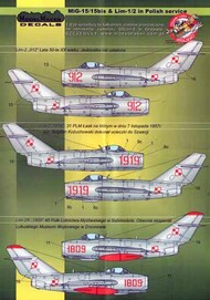  Model Maker Decals  1/48 Mikoyan MiG-15/MiG-15bis & Lim-1/2 in Polish service D48023