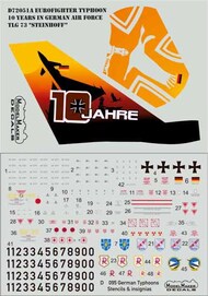  Model Maker Decals  1/72 Eurofighter EF-2000A Typhoon 10 Years in German Air Force D72051A