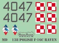  Model Maker Decals  1/32 Lockheed-Martin F-16C RAVEN 100TH Anniversary of Polish Air Force decal and mask MD32138