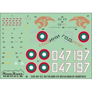  Model Maker Decals  1/48 Sukhoi Su-25 30 Years in Bulgarian service D48103
