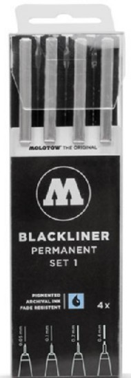  Molotow Markers  NoScale Blackliner Pen 4pc Set #1 (.05, .1, .2, .4) MLW200486