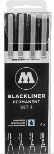 Molotow Markers  NoScale Blackliner Pen 4pc Set #2 (.3, .5, .7, 1) MLW200487