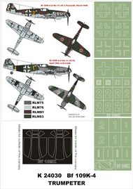 Messerschmitt Bf.109K-4 2 canopy masks (exterior and interior) + 3 insignia masks #MXK24030