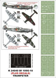  Montex Masks  1/24 Messerschmitt Bf.109G-10 (Italy) 2 canopy masks (exterior and interior) + 4 insignia masks + decals MXK24040