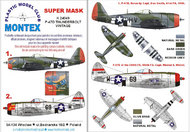 Montex Masks  1/24 Republic P-47D Thunderbolt 2 canopy masks (exterior and interior) + 4 insignia masks + decals MXK24049