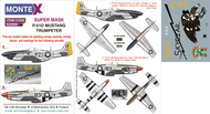  Montex Masks  1/24 North-American P-51D MUSTANG 2 canopy masks (exterior and interior) + 3 insignia masks + decals MXK24064